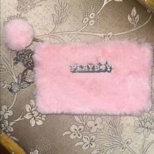 Playboy Pink Fuzzy Wrislet Pouch